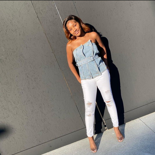 Button Me Denim Top